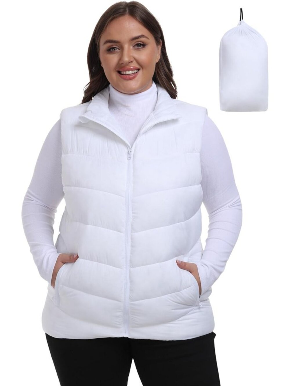 Plus Size Packable Puffer Vest | Women's Quilted Winter Jacket, Warm & Stylish